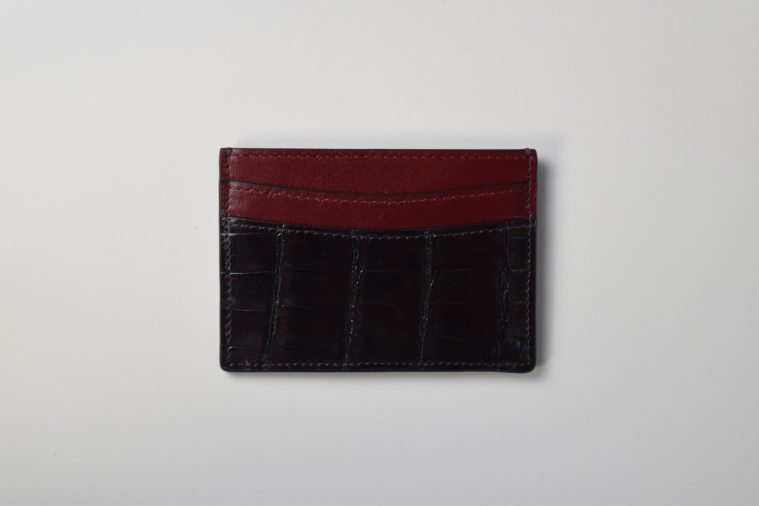 crocodile embossed leather card holder